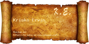 Krisko Ervin névjegykártya
